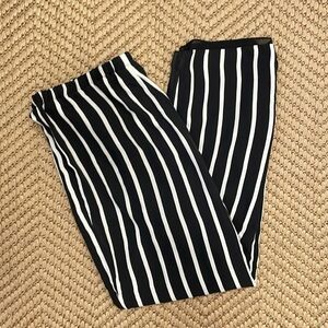 Ralph Lauren Lauren - 100% Silk Flowly Vertical Striped Pants - Black/White - 1X